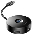 Baseus Round Box 4 -Port USB 3.0 Hub s MicroUSB napájecí zdrojem - černá