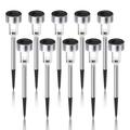 10-Pack Stainless Steel Solar LED Path Lights - Cool White