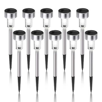 10-Pack Stainless Steel Solar LED Path Lights - Cool White