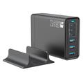 135W GaN Desktop Charger / 6-Port High-Speed Charging Station - 3x USB-C, 3x USB-A - Black