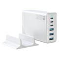 135W GaN Desktop Charger / 6-Port High-Speed Charging Station - 3x USB-C, 3x USB-A - White