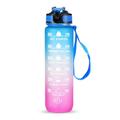 Sportovní láhev na vodu o objemu 1 l s časomírou Džbán na vodu Nepropustná konvice na pití pro kancelář, školu a kempování (BPA Free) - modrá/fialová