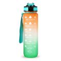 Sportovní láhev na vodu o objemu 1 l s časomírou Džbán na vodu Nepropustná konvice na pití pro kancelář, školu, kempování (BPA Free) - oranžová/zelená