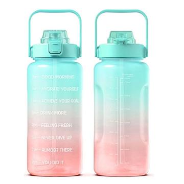 2,2l láhev na vodu Sportovní láhev na pití bez BPA s brčkem a značkovačem času Sportovní motivační džbán na vodu [bez certifikace FDA]