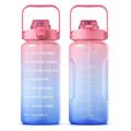 2,2l láhev na vodu Sportovní láhev na pití bez BPA s brčkem a značkovačem času Sportovní motivační džbán na vodu [bez certifikace FDA] - růžová/modrá