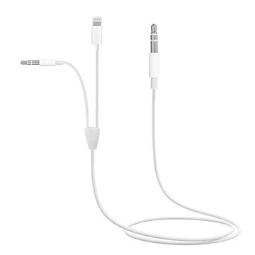 2 v 1 3,5 mm aux zvukový kabel MH030 - iOS, Android - White