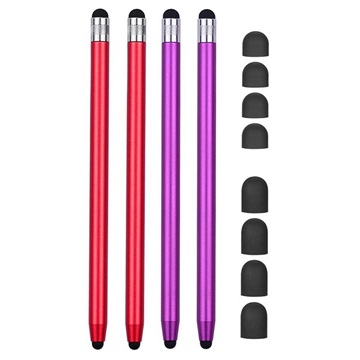 2-in-1 Universal Capacitive Stylus Pen-4 ks. - červená / fialová
