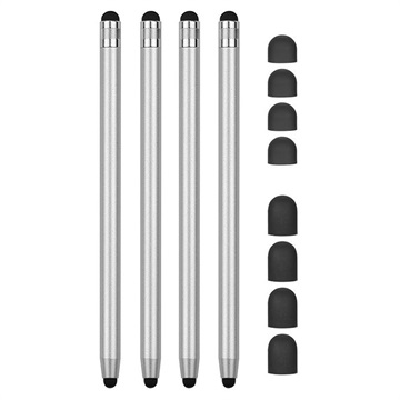 2-in-1 Universal Capacitive Stylus Pen-4 ks. - Stříbrný