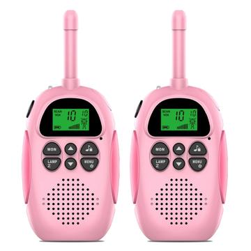 2ks DJ100 Dětské vysílačky Hračky Dětský interphone Mini ruční vysílačka 3KM dosah UHF vysílačka se šňůrkou - růžová+růžová