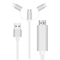 Kabel HDMI 3-in-1-Lightning, Type-C, microUSB