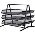 3-Tier Metal Mesh Stackable File Organizer - Black