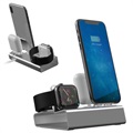 Nabíjecí stanice hliníkové slitiny 3 v 1 - iPhone, Apple Watch, AirPods - šedá