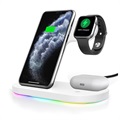 Stojan pro bezdrátové nabíjení 3 v 1 pro Apple iPhone, Iwatch a AirPods-bílý