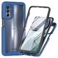 360 Ochranná Série Motorola Moto G62 5G Pouzdro - Tmavě Modrá / Průhledná