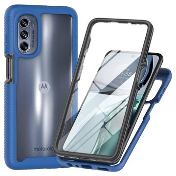 360 Ochranná Série Motorola Moto G62 5G Pouzdro - Tmavě Modrá / Průhledná