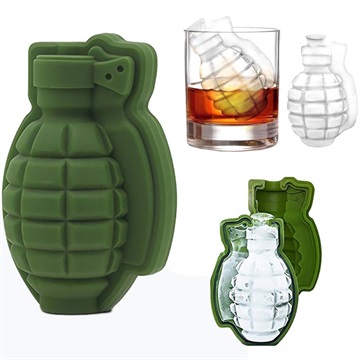 Silicone 3D Grenade Tvar Ice Cube Tray - zelená