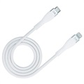 Data 3MK Hypersilicone USB -C/Lightning a nabíjecí kabel - 1M - bílá