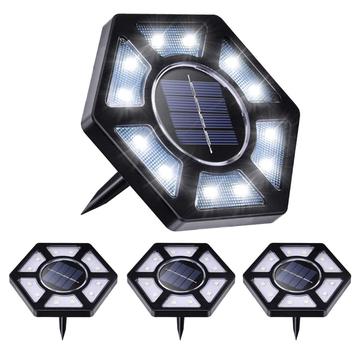 4-Pack Solar Ground Lights / Waterproof Garden Lamps - 12-LED White