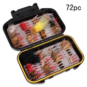 72 Pcs. Fly Fishing Lure Set with Box - Handmade Hooks for Fishing