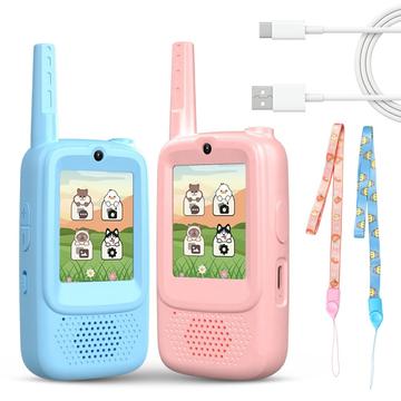 A1 Kids Video Walkie Talkie with Voice Changer and Photo Sharing - 2 Pcs. - Pink / Blue