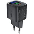 Acefast A116 GaN 35W Dual-Port Fast Charger with LED Power Display - Black