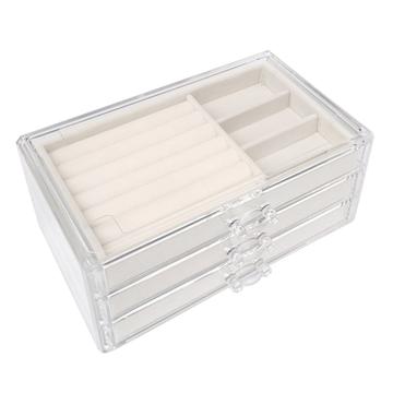 Acrylic Jewelry Box with 3 Drawers - Beige
