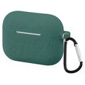 AirPods Pro 3 Flower Pattern Liquid Silicone Case w. Carabiner - Dark Green