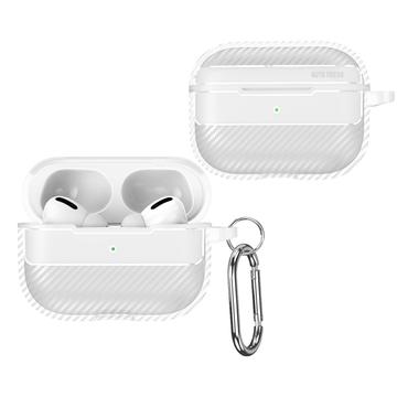 AirPods Pro 3 Brushed TPU Case with Carabiner - Carbon Fiber - White