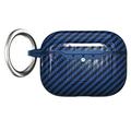 AirPods Pro 3 TPU Case with Carabiner - Carbon Fiber - Blue