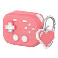 AirPods Pro 3 Vintage Game Console Style Plastic Case with Heart Pendant - Pink