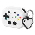 AirPods Pro 3 Vintage Game Console Style Plastic Case with Heart Pendant - White
