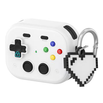 AirPods Pro 3 Vintage Game Console Style Plastic Case with Heart Pendant - White
