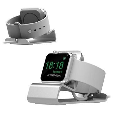 Hliníková slitina Apple Watch Series SE/6/5/4/3/2/1 nabití stojanu - stříbro