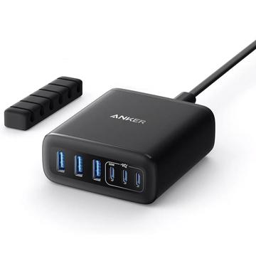 Anker 112W Desktop Charger - 3x USB-A, 3x USB-C - Black