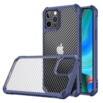 Anti-Shock iPhone 14 Pro Max Hybrid Case - Uhlíkové Vlákno - Modrý