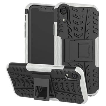 IPhone XR Anti -Slip Hybrid pouzdro s Kick Stand - Black / White