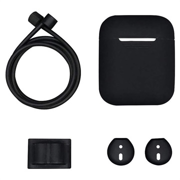 4-in-1 Apple AirPods / AirPods 2 Silicone Accessories Kit-černá