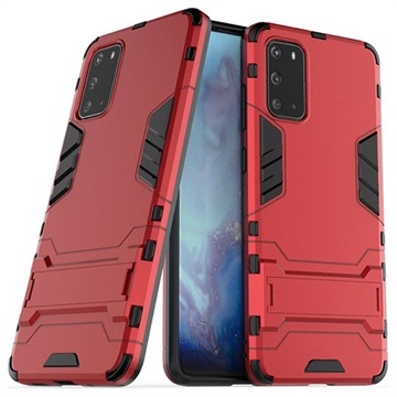 Série brnění Samsung Galaxy S20 Hybrid Case se stojanem - červená