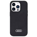 iPhone 14 Pro Audi Metal Logo Silikonové Pouzdro - Černé