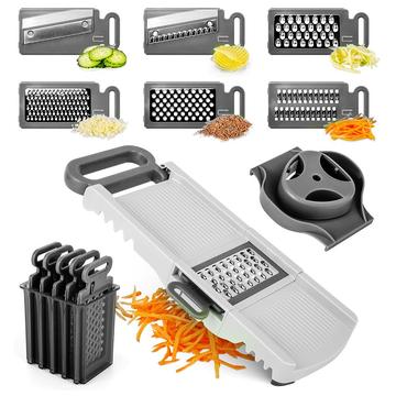 B837-B 6-in-1 Mandoline Slicer / Grater with Stainless Steel Blades