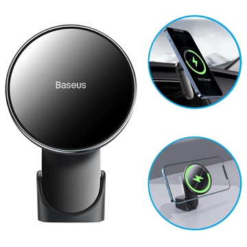 Baseus Big Energy Magnetická bezdrátová nabíječka / držák automobilů - 15W - Černá