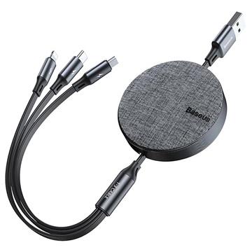 Baseus 3 -in -1 zatahovací kabel USB - 1,2 m - šedá