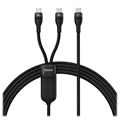 Kabel Rychlého Nabíjení USB-C 2 v 1 Baseus Flash Series II - 100W - Černý
