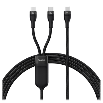 Kabel Rychlého Nabíjení USB-C 2 v 1 Baseus Flash Series II - 100W - Černý