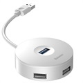Baseus Round Box 4 -Port USB 3.0 Hub s napájecím zdrojem microUSB - bílá