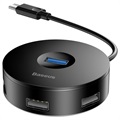 Baseus Round Box 4-Port USB 3.0 Hub s kabelem USB-C-černá
