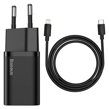 Baseus Super Si Quick Charger s kabelem USB -C / Lightning - 20W (Hromadně) - Černá