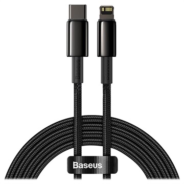 Baseus wolframový zlatý kabel USB -C / Lightning 20W - 2M - Černý