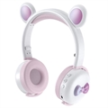 Sluchátka Bear Ear Bluetooth BK7 s LED - bílá