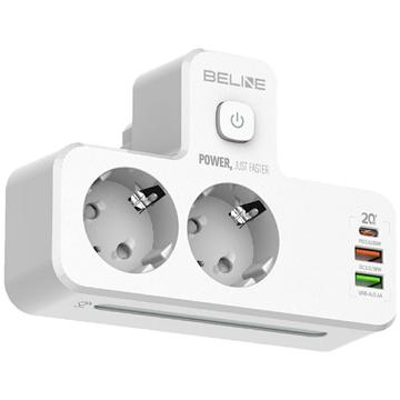 Beline Power Strip with LED Backlight - 2x USB-A, USB-C, 2x AC - White
